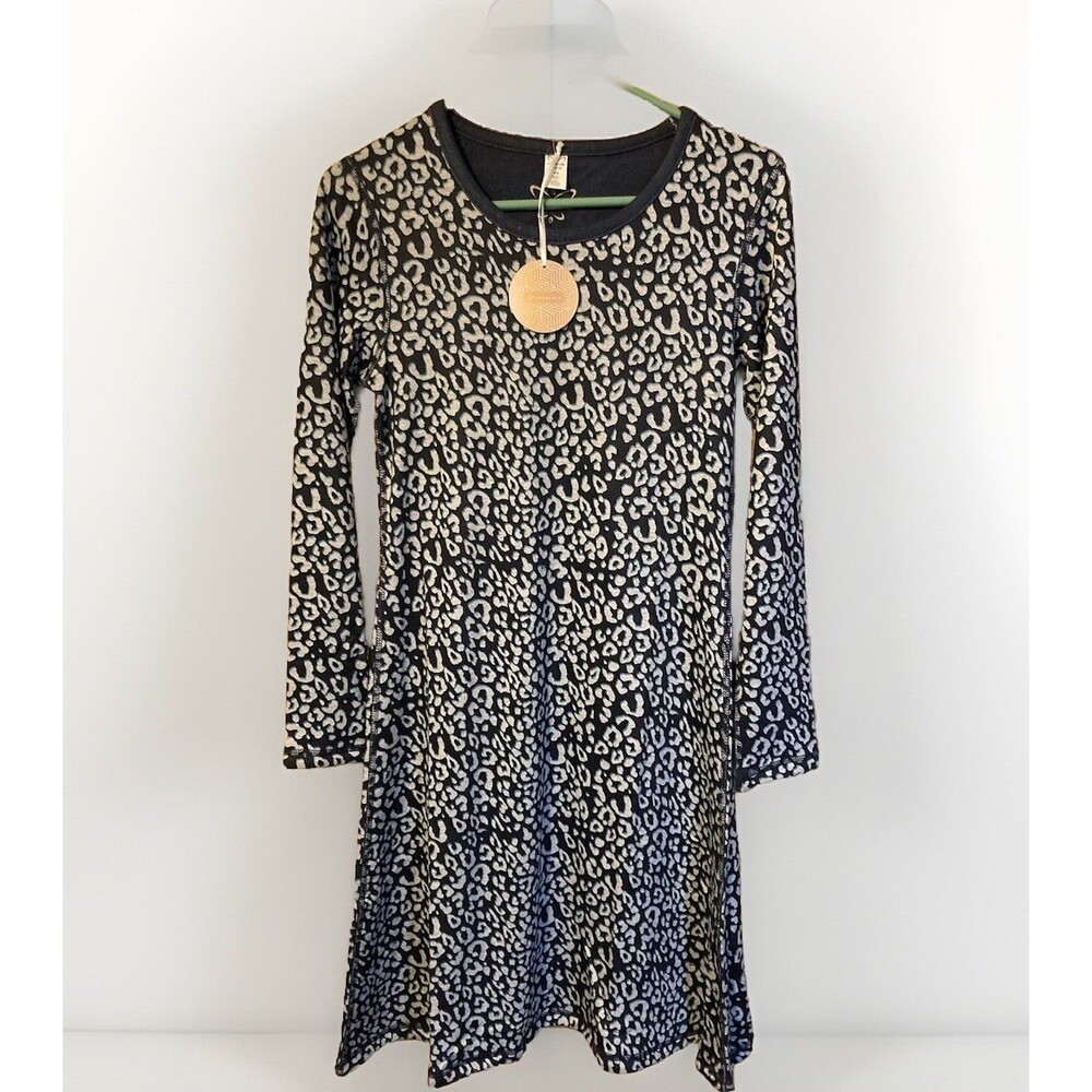 NEW Laila Ali Reversible Knit Dress Size XS Blue & Leopard Print Loungewear